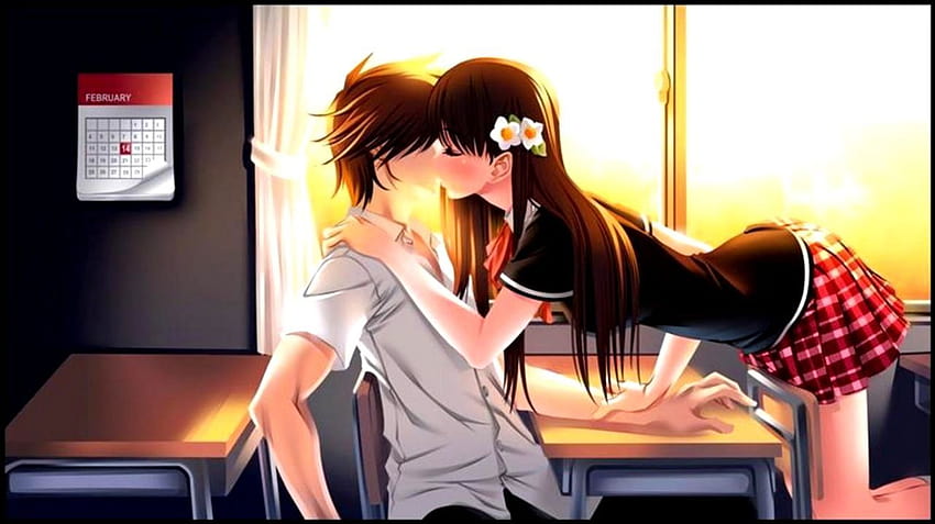 Couple kissing anime illustration HD wallpaper  Wallpaper Flare