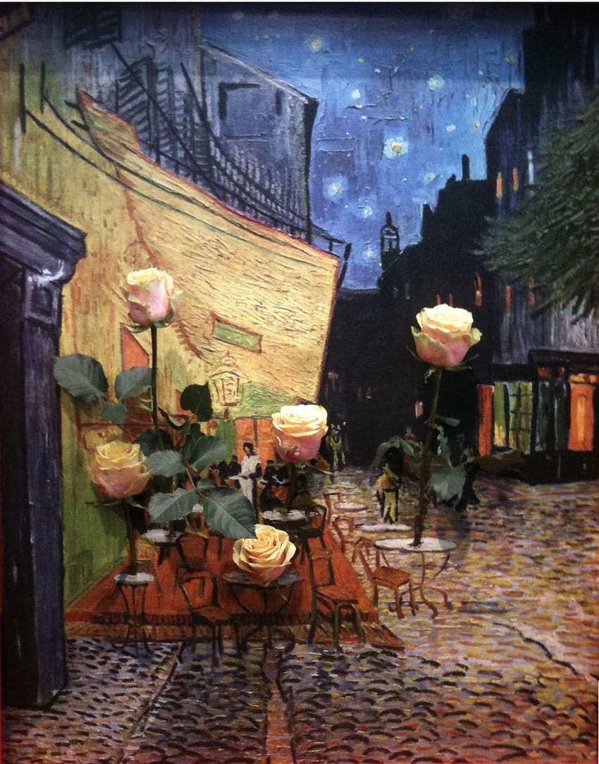 Klassische Gemälde mit zusätzlichem Elan, Van-Gogh-Caféterrasse bei Nacht HD-Handy-Hintergrundbild