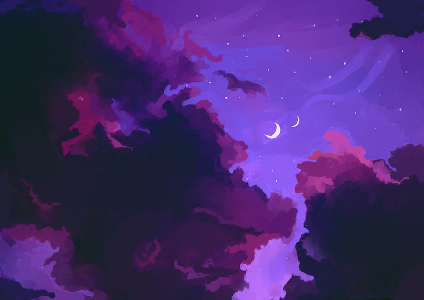 Intro to My Friends, awan ungu estetis Wallpaper HD