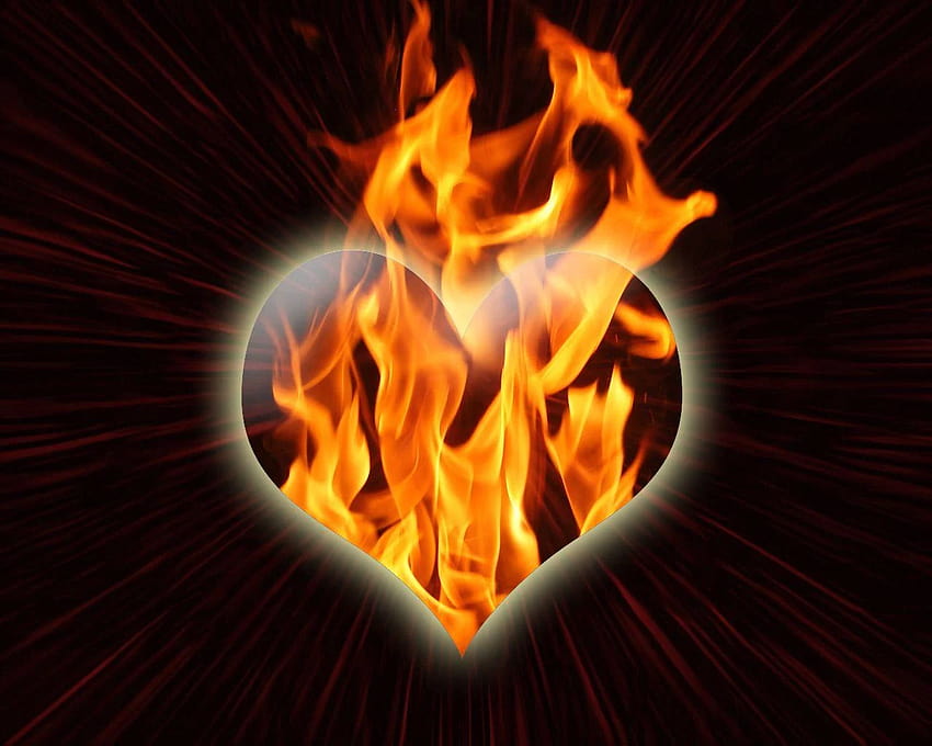 Fire Love Hearts , Instagram , Backgrounds, fire heart HD wallpaper