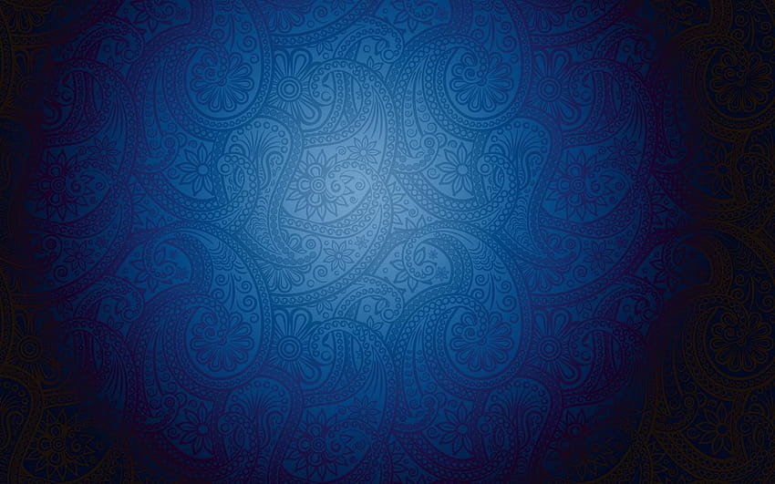 블루 미니멀리즘 패턴 페이즐리 HD 월페이퍼