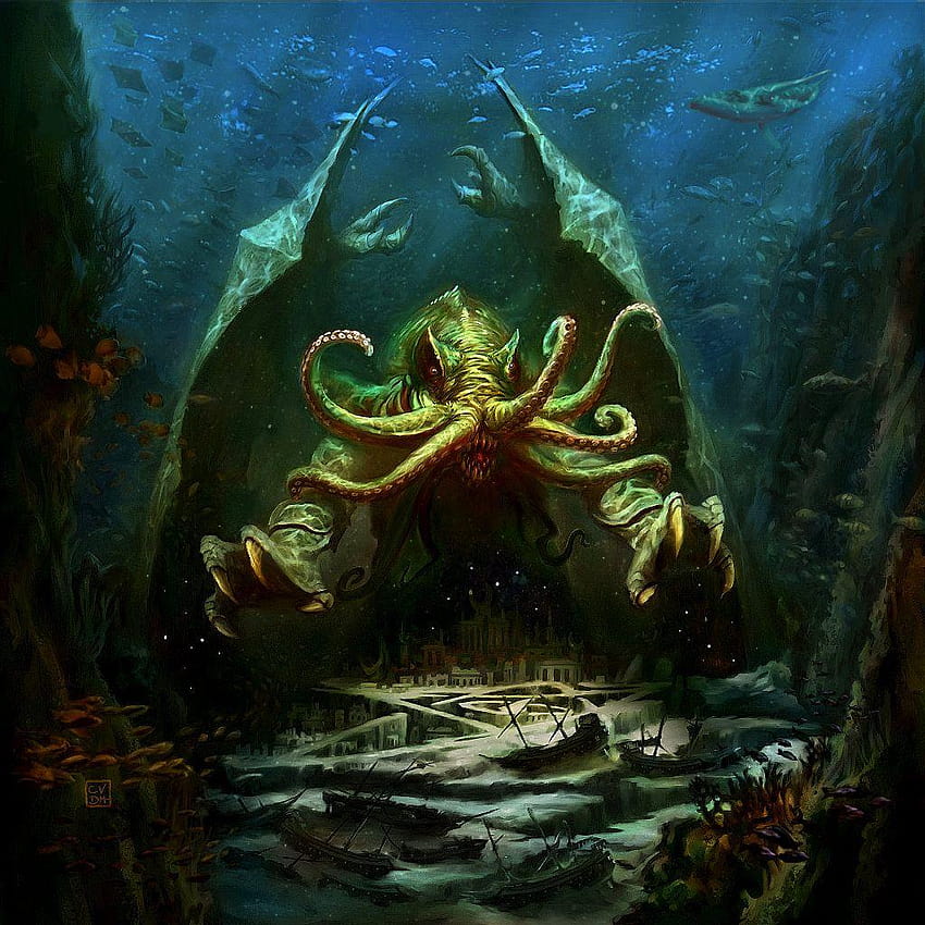 H.P. Lovecraft Cthulhu! and backgrounds, cthulhu art HD phone wallpaper
