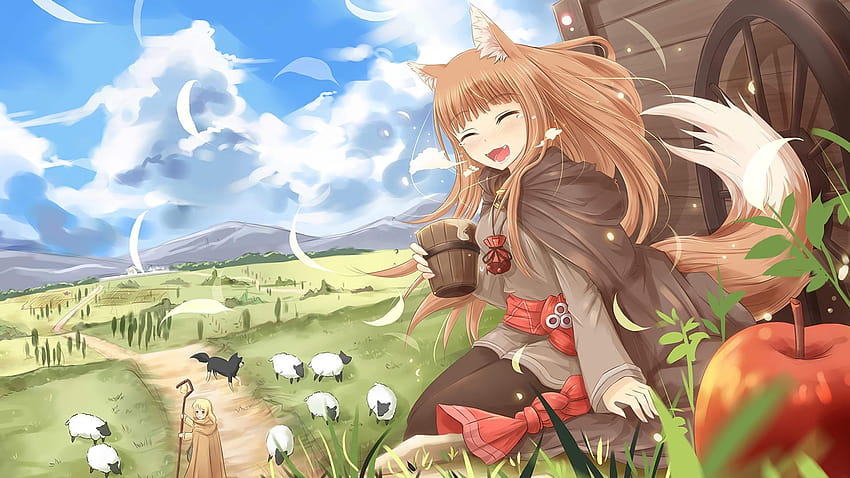 My of Spice and Wolf, anime girl wolf papel de parede HD
