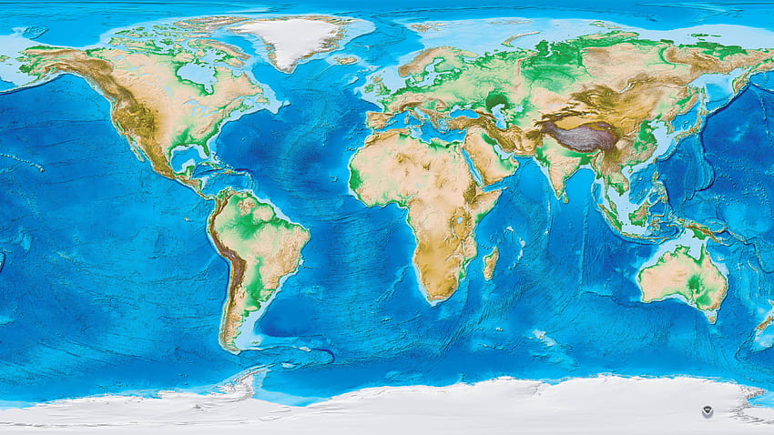 world map, geographical world map, continents, oceans, map of Europe, map of Asia, map of the USA with resolution 3840x2160. High Quality, physical world map HD wallpaper