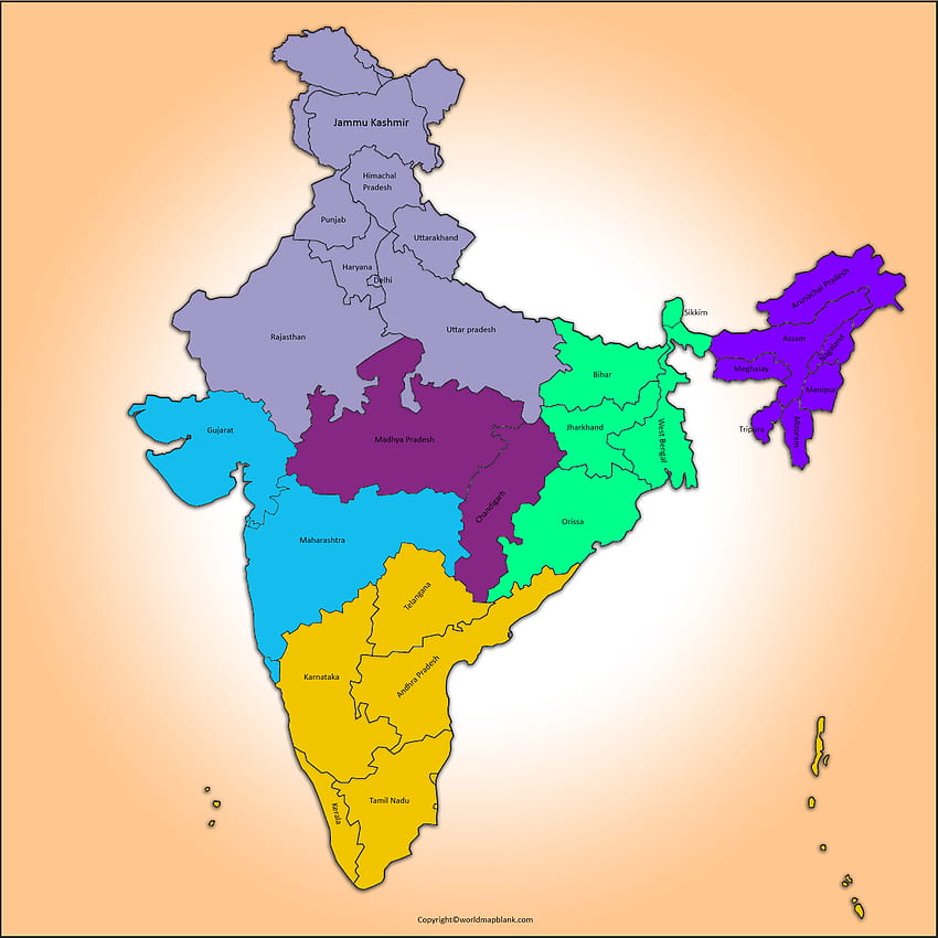 ติดป้ายแผนที่อินเดียกับรัฐ เมืองหลวง และเมืองต่างๆ วอลล์เปเปอร์โทรศัพท์ HD