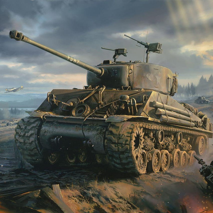 WWII Fury Sherman M4A2E8 HD phone wallpaper