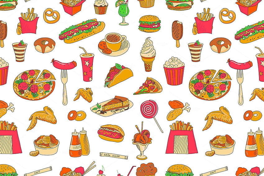 Cute Food, fast things HD wallpaper