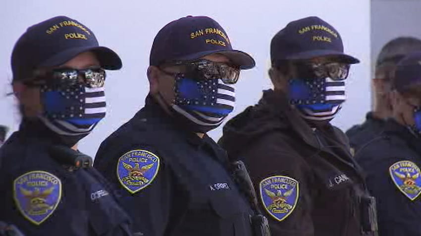Les masques faciaux de la ligne bleue mince suscitent la controverse après les officiers du SFPD Fond d'écran HD