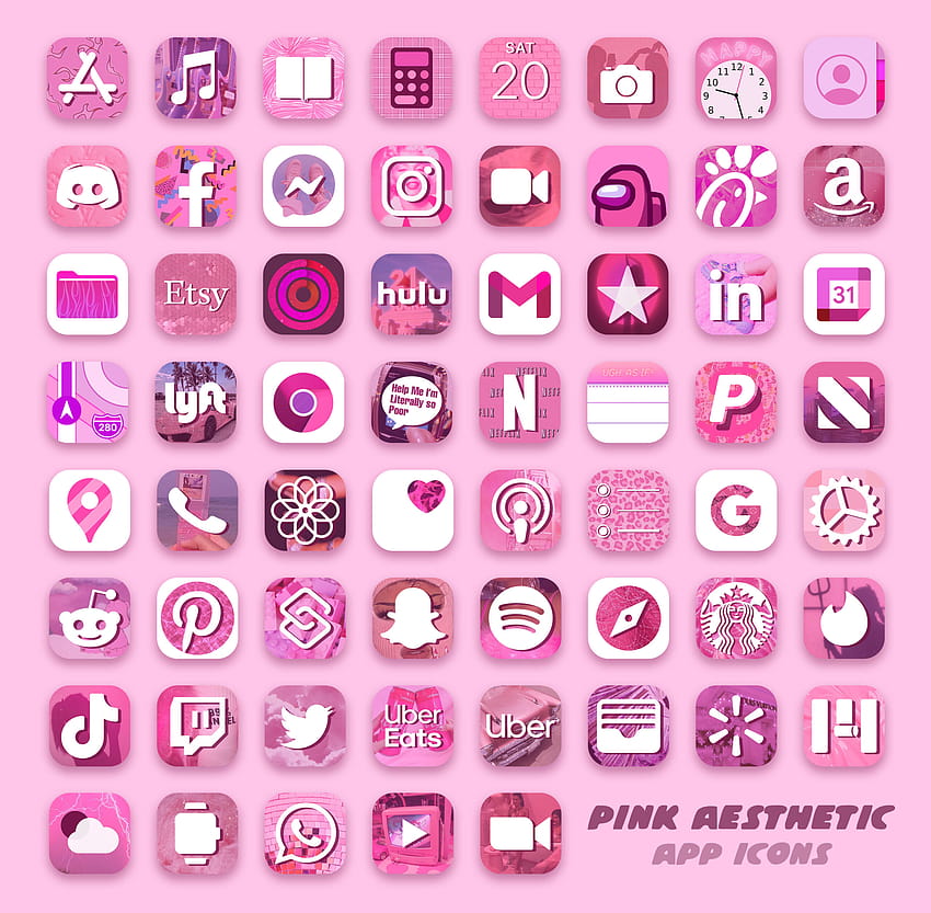 Ícones de aplicativos estéticos rosa, estética de ícones rosa papel de parede HD