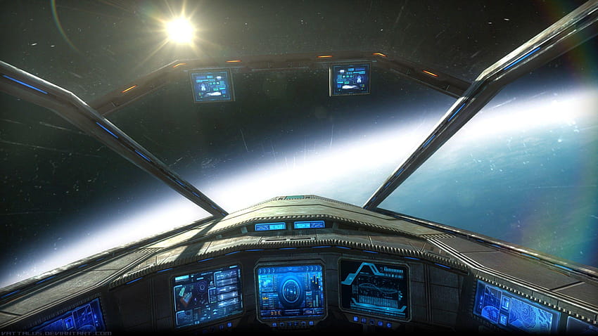 Vista de cabina Avión de combate espacial fondo de pantalla