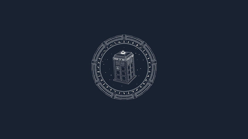 cartoons, abstract, TARDIS, Stargate, solid, Doctor Who, simplistic, abstract doctor who HD wallpaper