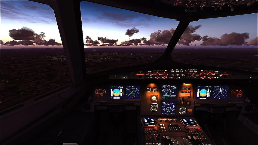Relámpago nocturno en la cabina del Airbus A321 fondo de pantalla | Pxfuel