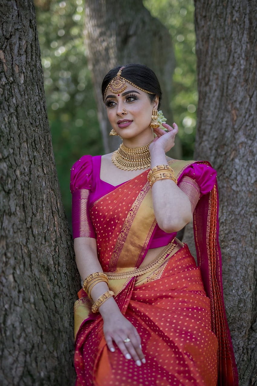 Indyjska dziewczyna w sari, indyjskie sari Tapeta na telefon HD