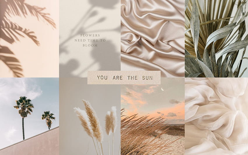 minimalistic calming collage backgrounds, beige macbook HD wallpaper