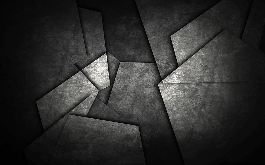 minimalismo, Abstrato, Monocromático, Padrão, Geometria, Formas, Escuro, Metal, Triângulo / e Fundos móveis, formas geométricas pretas escuras papel de parede HD