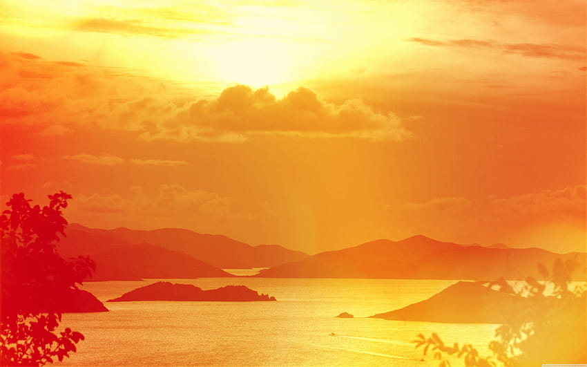 イギリス領ヴァージン諸島の夕日ウルトラ背景、 高画質の壁紙