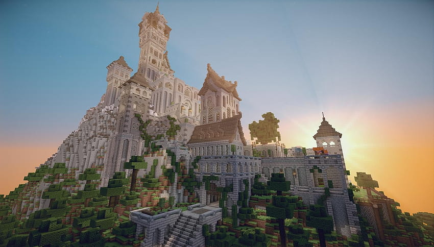 : video games, cityscape, building, Tourism, Minecraft, castle, tower, screen shot, town, cathedral, spire, landmark, historic site, unesco world heritage site, place of worship 1531x871, minecraft builds HD wallpaper