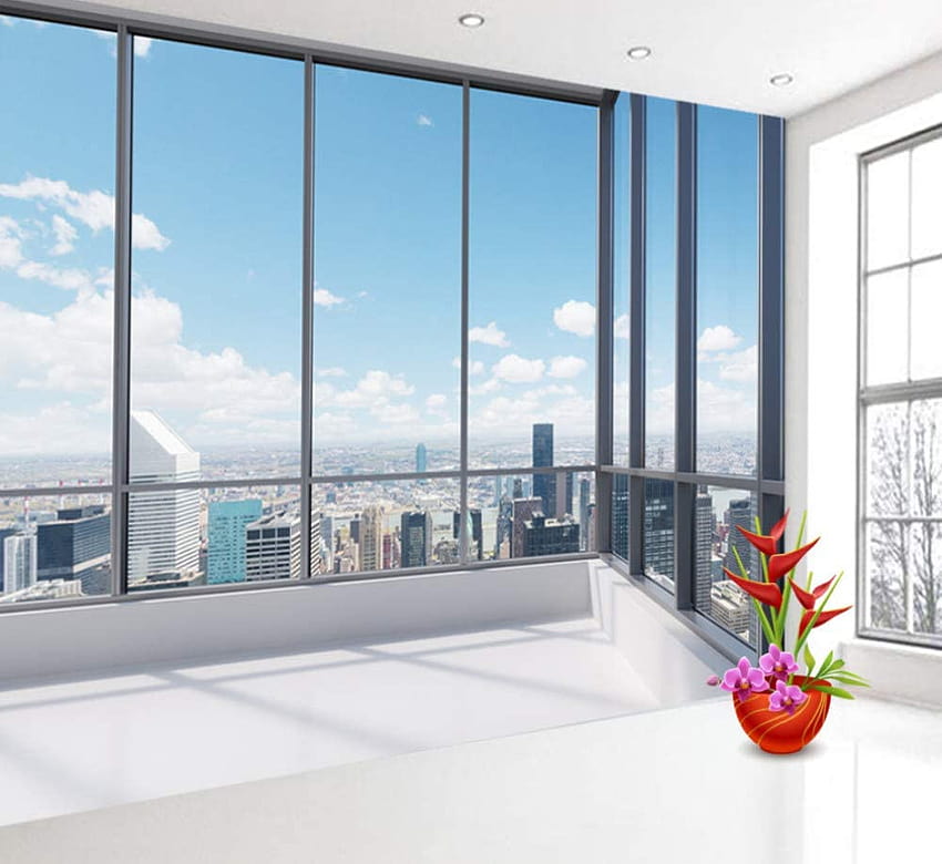 3D Large Office Window Building View 3 D Wall Paper Mural Roll for Living Room Home Decor: Amazon.co.uk: DIY & Tools, office view HD wallpaper
