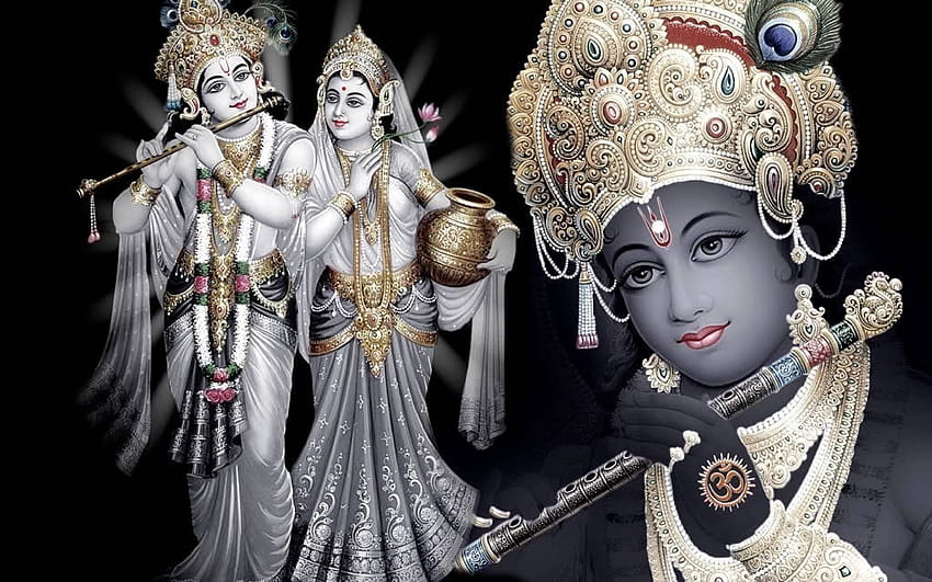 Krishna Group, lord krishna 3d in black background HD wallpaper