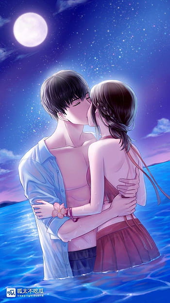 Anime Couple Kissing Each Other With The Sun Behind Them Background Wife  Lovers Picture Background Image And Wallpaper for Free Download