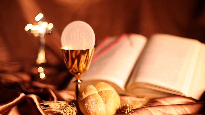 : Heilige Kommunion, Brot und Wein HD-Hintergrundbild