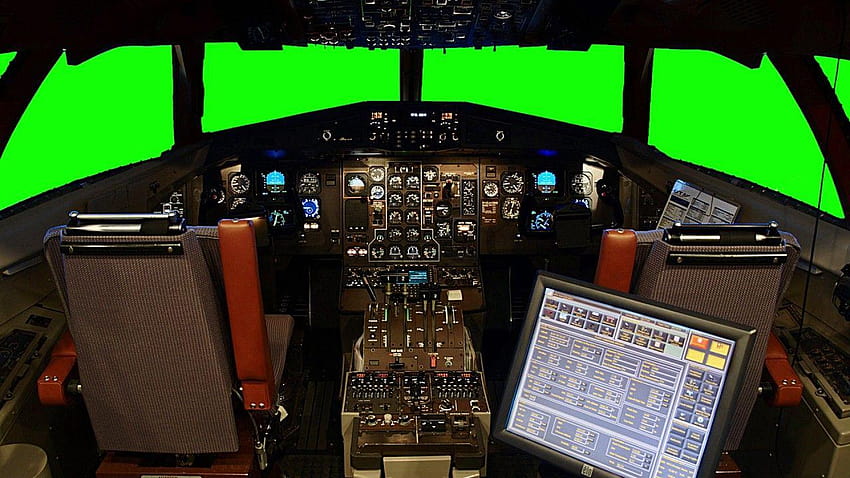 조종석 녹색 화면 로열티, 항공기 조종석 배경 HD 월페이퍼