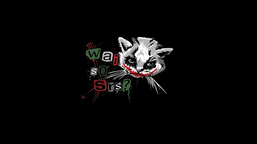 Biały, szary i czarny kot clip art, kot, Joker, prosty, czarny minimalistyczny joker Tapeta HD