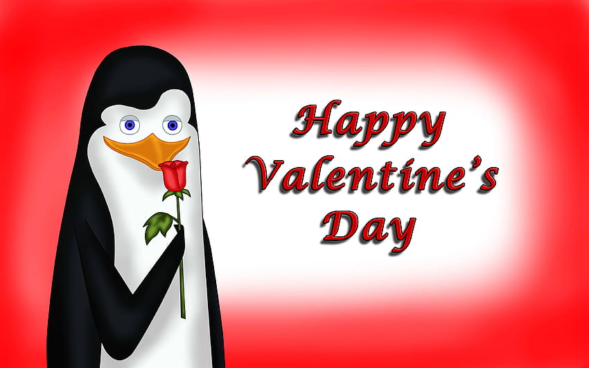 Happy Valentines Penguins of Madagascar, valentines day penguin HD wallpaper
