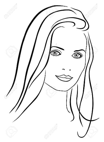 Outline silhouette of woman. sketch female vector icon. doodle posters for  the wall • posters woman, woman, symbol | myloview.com