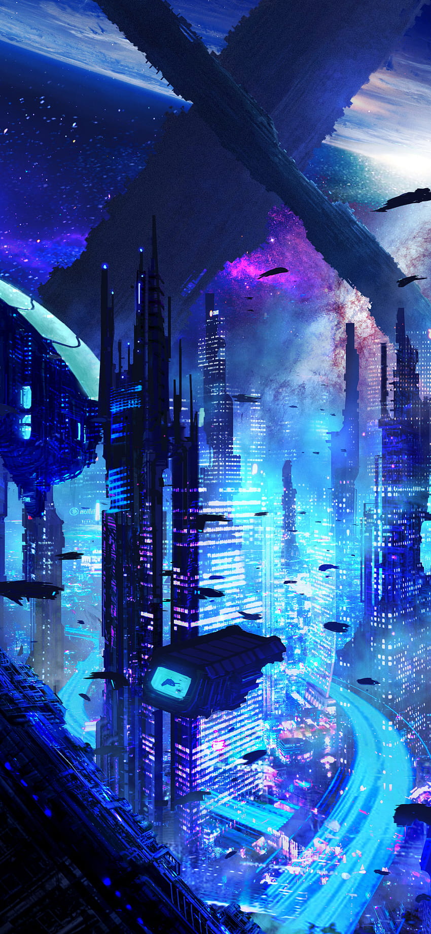 未来, 未来派, 世界, 青, サイバーパンク, 未来の技術 HD電話の壁紙