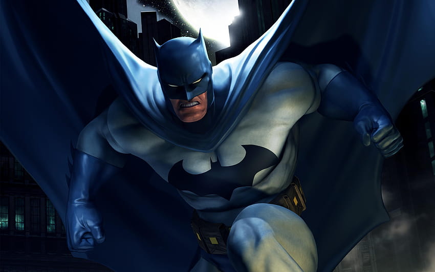: Anime, Batman, niebieski, superbohater, DC Comics, komiksy, ciemność, zrzut ekranu, komputer , postać fikcyjna 2880x1800, niebieski strój superbohatera Tapeta HD