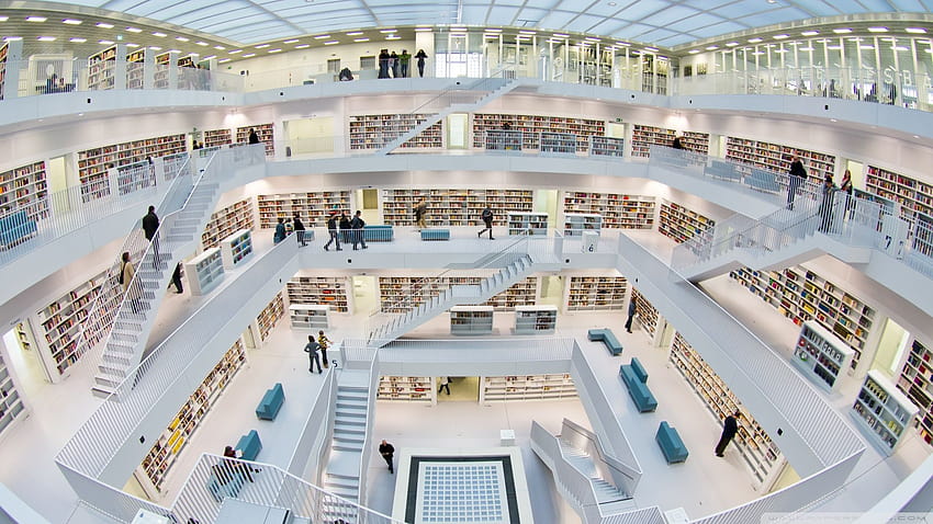 Biblioteka Miejska w Stuttgarcie Niemcy Ultra Tła dla U Telewizor: Panoramiczny, UltraWide i Laptop: Tablet: Smartfon, nowoczesna biblioteka Tapeta HD