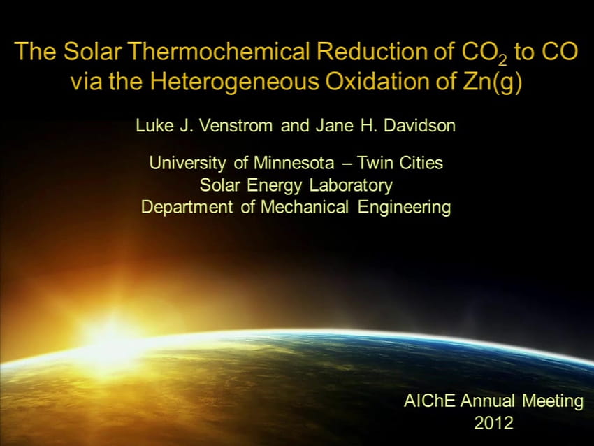 The Solar Thermochemical Reduction of CO2 to CO Via the Heterogeneous Oxidation of Zn HD wallpaper