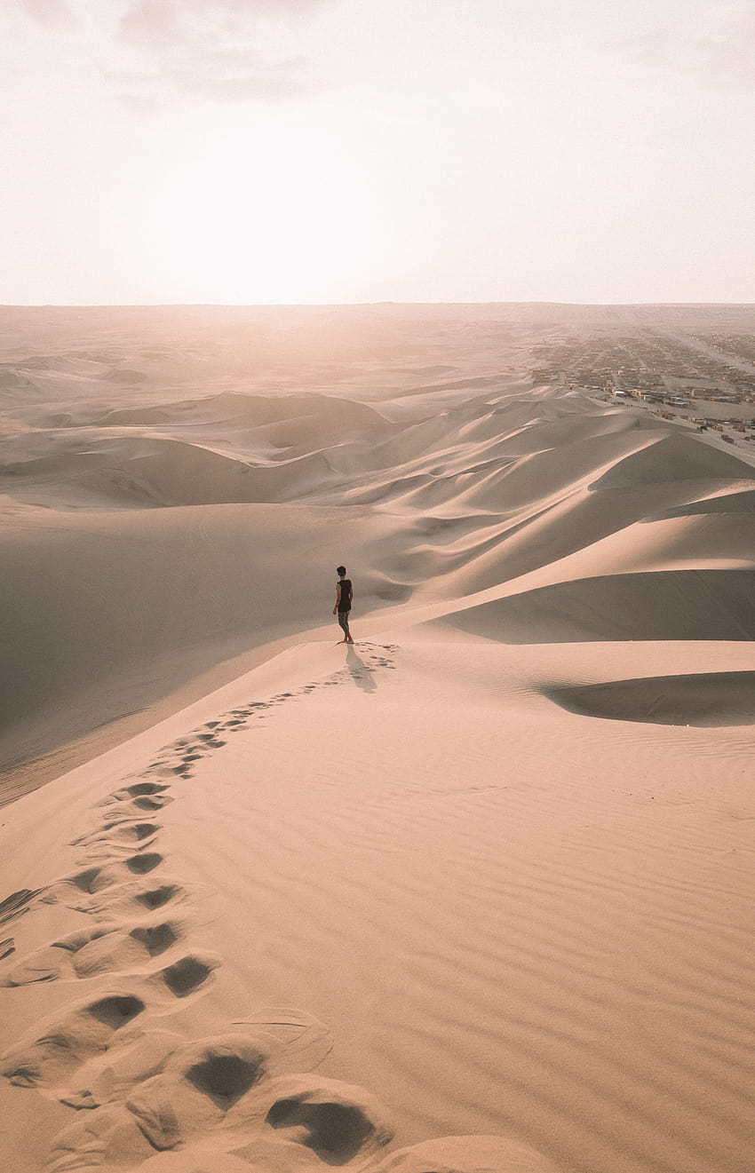 High Angle Shot Of A Person Walking Alone In The Desert · Stock, alone walking HD phone wallpaper
