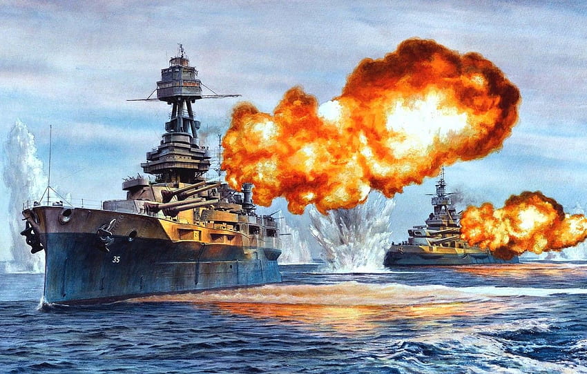 кораб, изкуство, флот, битката, американски, военен, боен кораб, Тексас, USS, боен кораб, WW2 , раздел оръжие, бойни кораби ww2 HD тапет