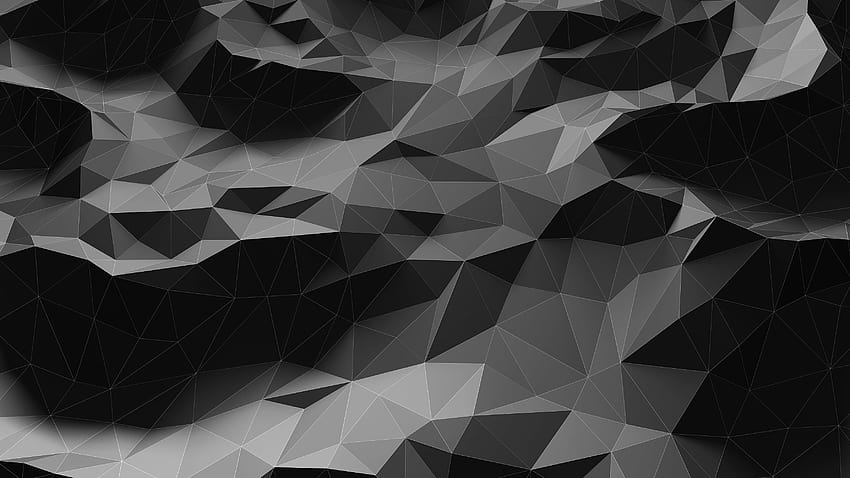 lukisan kubis hitam dan abu-abu poli rendah, poligon gelap Wallpaper HD