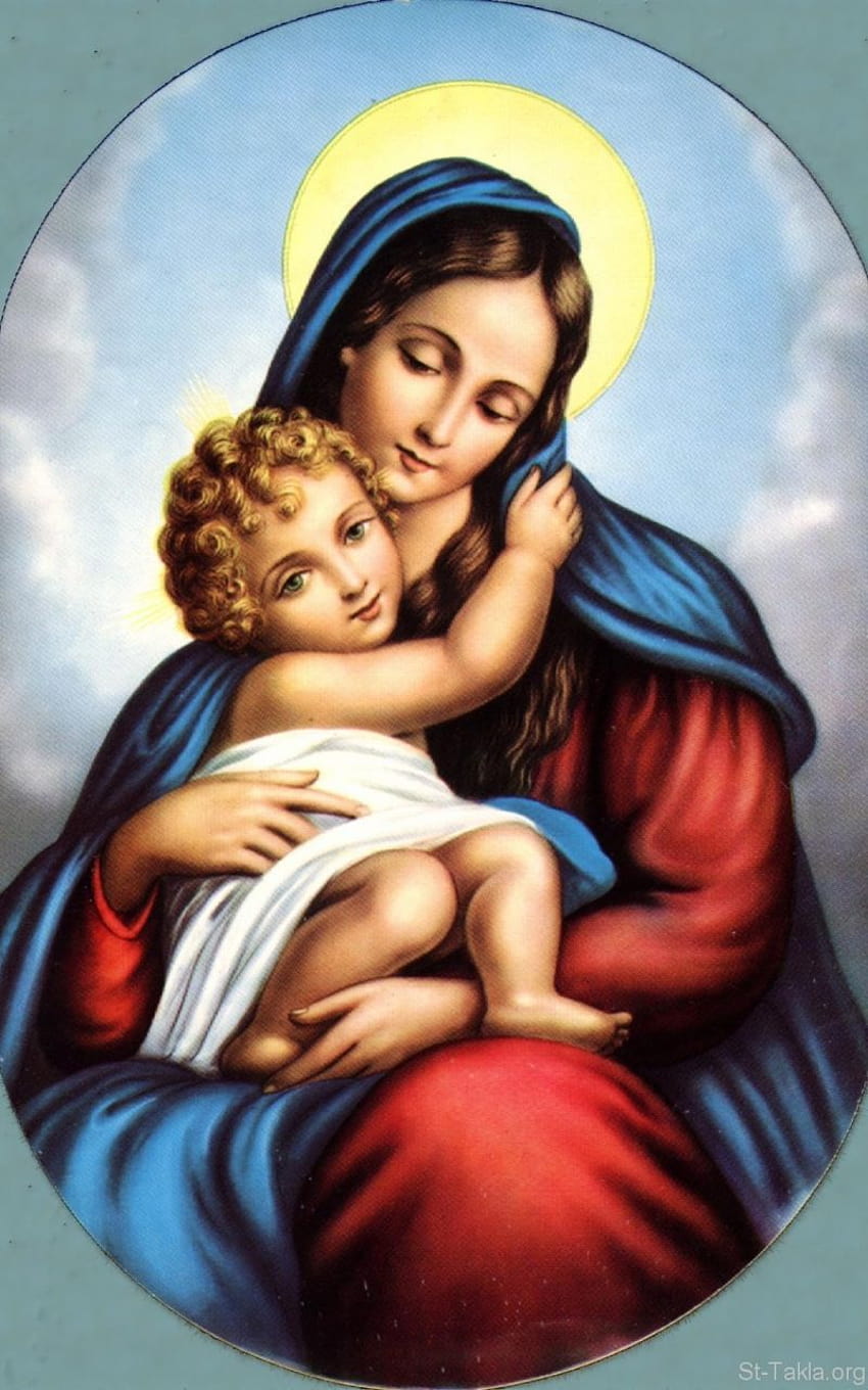 Santa Maria Theotokos Mãe de Deus 027, pintura de mãe e bebê Papel de parede de celular HD