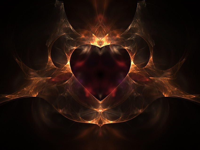 Fire Heart Abstract CG, heart charging HD wallpaper