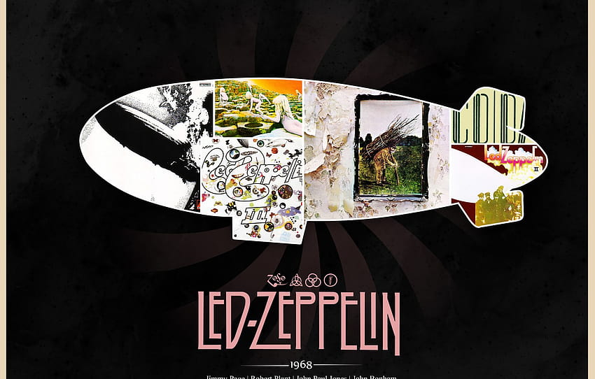 the airship, Rock, classic, Led Zeppelin, 1968, Jimmy Page, album covers, John Paul Jones, Robert Plant, John Bonham , section музыка HD wallpaper
