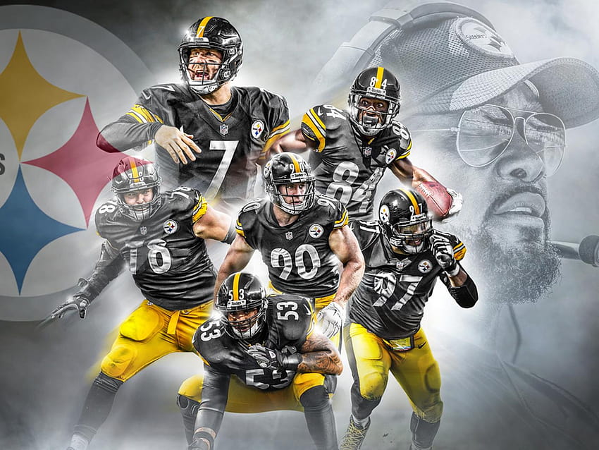 Pittsburgh Steelers con jugadores y entrenador, jugadores de los Steelers fondo de pantalla