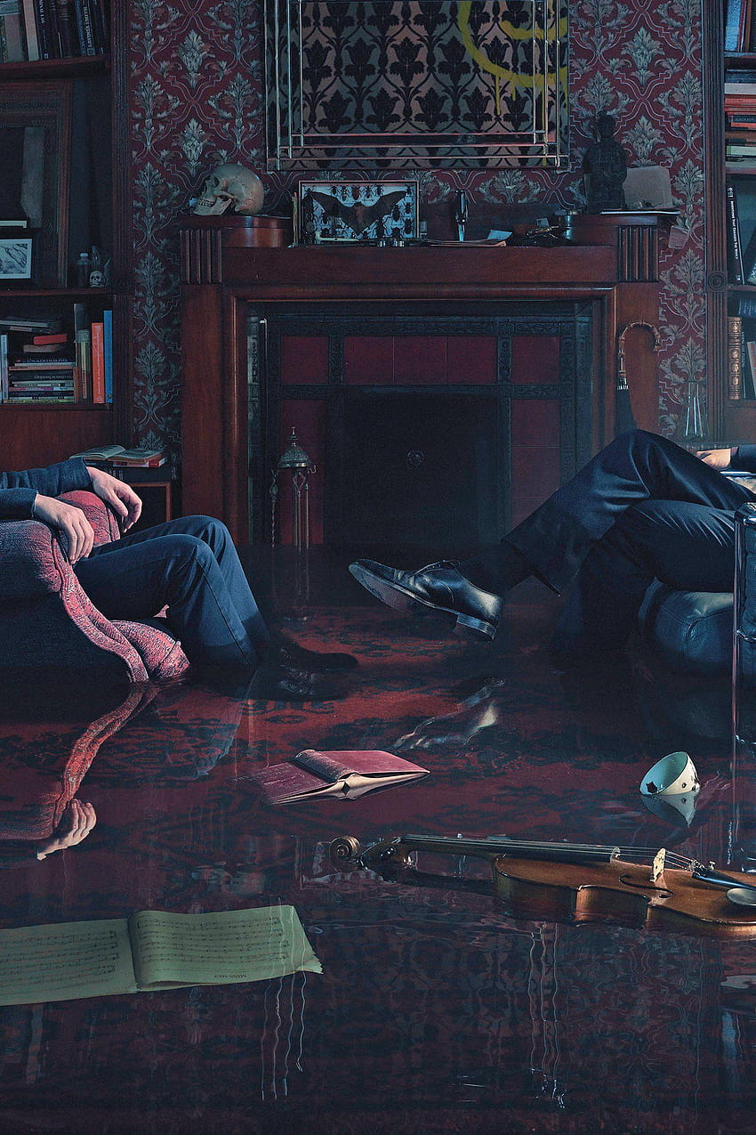 Benedict Cumberbatch y Martin hombre Sherlock Holmes Room, sherlock holmes mobile fondo de pantalla del teléfono