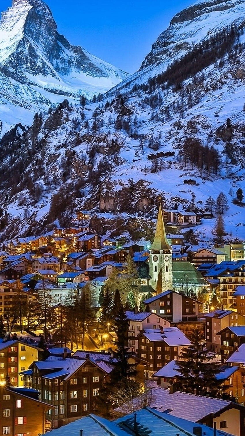 1080x1920 Hiver dans la vallée de Zermatt Suisse Fond d'écran de téléphone HD