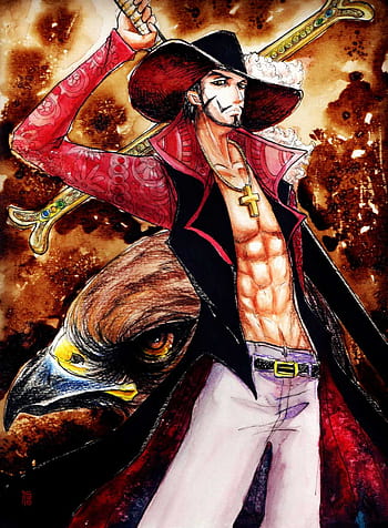 Dracule Mihawk, animesfw, olhos de falcao, olhos de gaviao, one piece, red,  vermelho, HD phone wallpaper