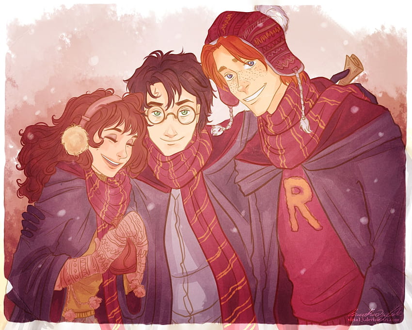 Harry Hermione Dan Ron Art, trio emas Wallpaper HD