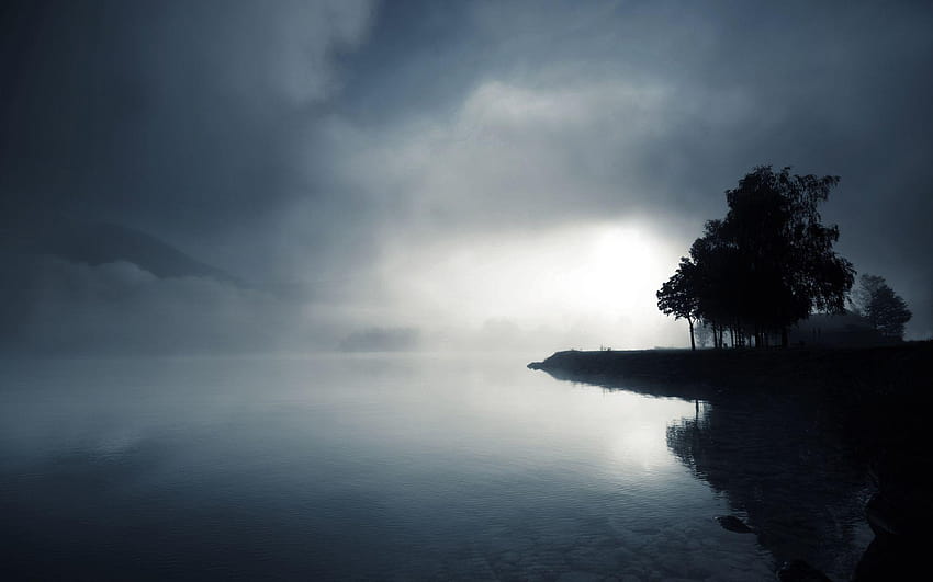 Foggy Ultra Landscape, foggy lake HD wallpaper