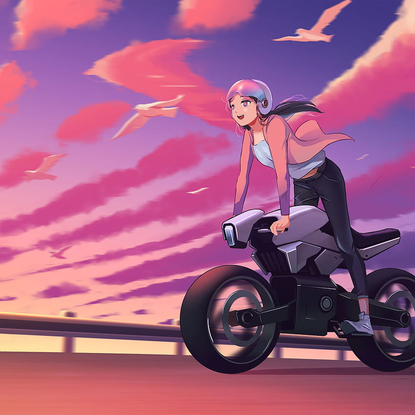 2048x2048 Anime Biker Girl Art Ipad Air , Backgrounds, and HD phone wallpaper