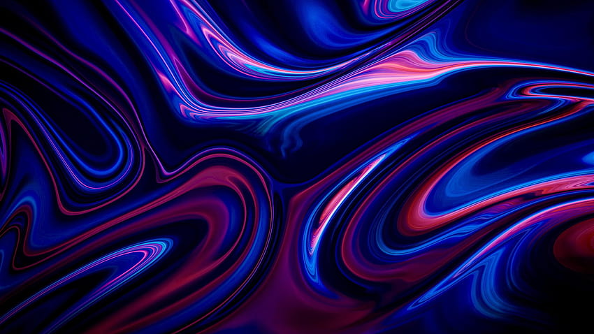 Blue & Purple Abstract Liquid, абстрактна течност лилаво розово и черно HD тапет