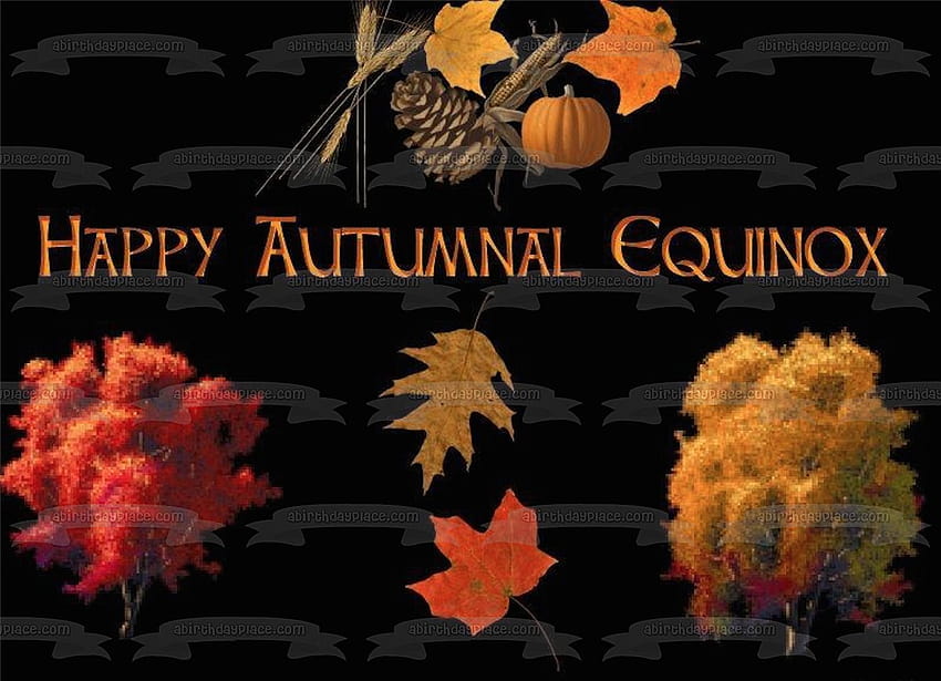 Happy Autumnal Equinox Fall Colored Leaves Edible Cake Topper AB – A Birtay Place HD wallpaper