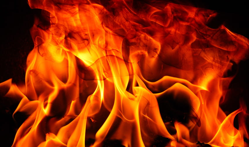 textura de fogo chamas quentes ardentes queimando laranja brilhante, fogo laranja papel de parede HD