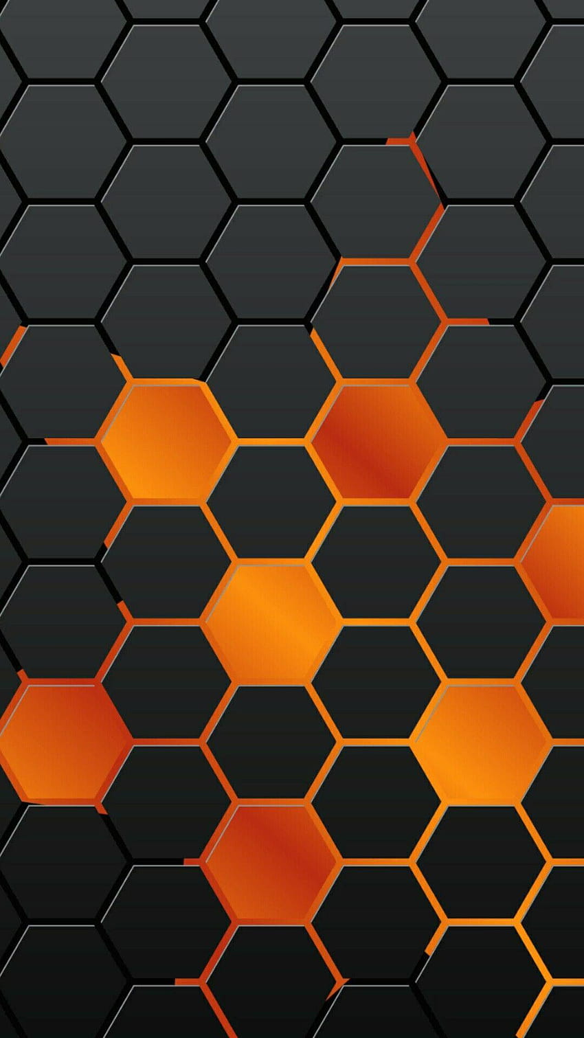 Latar belakang iPhone pola oktagon hitam oranye wallpaper ponsel HD